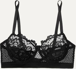 Petunia Stretch-mesh And Corded Lace Underwired Bra - Black