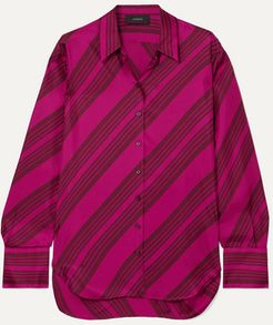 Doy Striped Silk-satin Blouse - Pink