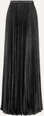 Pleated Glittered Tulle Maxi Skirt - Black