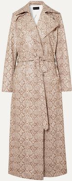 Snake-effect Faux Leather Trench Coat - Snake print