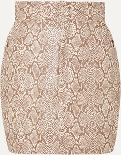 Snake-effect Faux Leather Mini Skirt - Snake print