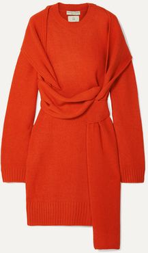 Belted Wool Dress - Orange