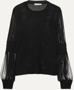 Metallic Crochet-knit And Chainmail Sweater - Black