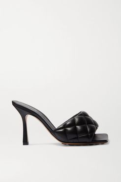 Quilted Leather Mules - Black