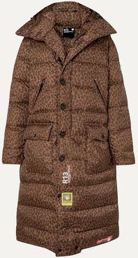 r13 Hooded Quilted Leopard-print Shell Down Coat - Brown