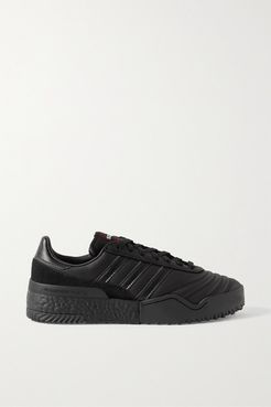 Bball Soccer Suede-trimmed Leather Sneakers - Black