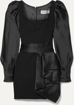 Dilek Wool-crepe And Silk-satin Mini Dress - Black