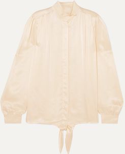 Envelope1976 - Falcon Tie-detailed Pleated Satin Blouse - Cream