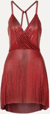 Clemence Draped Chainmail Mini Dress - Red