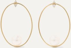 14-karat Gold, Pearl And Diamond Hoop Earrings
