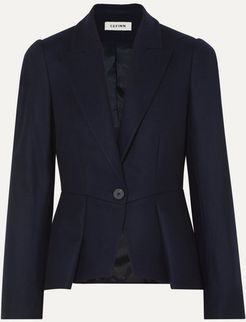 Audrey Pleated Wool-blend Blazer - Midnight blue