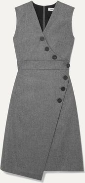 Blake Wrap-effect Wool-blend Dress - Gray