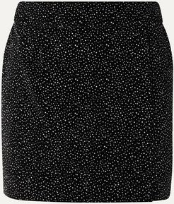 Glittered Cotton-velvet Mini Skirt - Black