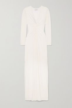 Ruched Stretch-jersey Gown - White