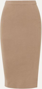 Silk-blend Midi Skirt - Camel