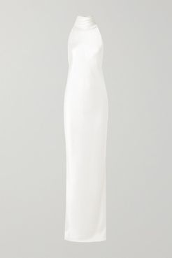 Brandon Maxwell - Open-back Silk-charmeuse Halterneck Gown - Ivory