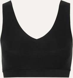 Soft Stretch Cropped Jersey Top - Black