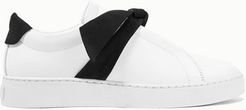Clarita Bow-embellished Suede-trimmed Leather Slip-on Sneakers - White