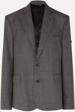 Prince Of Wales Checked Wool Blazer - Gray