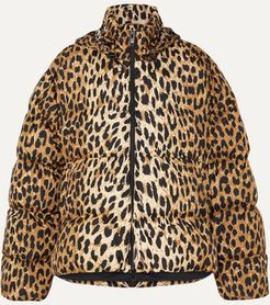 C-shape Hooded Leopard-print Quilted Shell Jacket - Leopard print