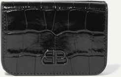 Bb Mini Glossed Croc-effect Leather Wallet - Black