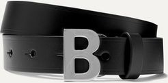 B Leather Waist Belt - Black