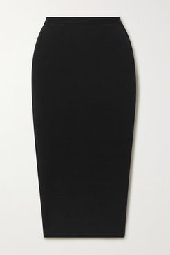 Pillar Stretch Cotton-blend Cloqué Midi Skirt - Black
