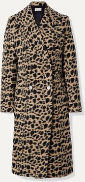 Belloa Double-breasted Animal-print Wool-blend Coat - Brown