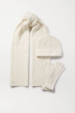 Cashmere Hat, Scarf And Gloves Set - Cream