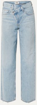 Criss Cross Upsized Distressed High-rise Wide-leg Jeans - Light denim