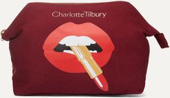 Hot Lips Printed Cotton-canvas Cosmetics Case