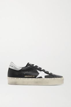 Hi Star Distressed Leather Sneakers - Black