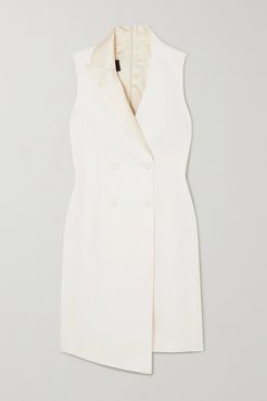 Asymmetric Double-breasted Wool-blend Dress - White