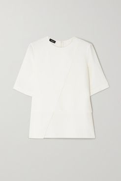 Asymmetric Draped Silk Crepe De Chine Blouse - White