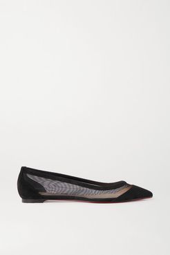 Galativi Suede And Mesh Point-toe Flats - Black