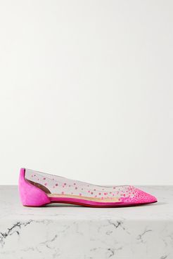 Degrastrass Embellished Pvc And Suede Point-toe Flats - Fuchsia