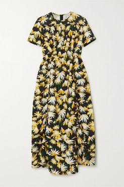 Floral-print Cotton Midi Dress - Yellow