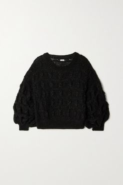 Cable-knit Mohair-blend Sweater - Black