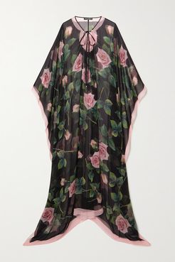 Floral-print Silk-chiffon Dress - Black