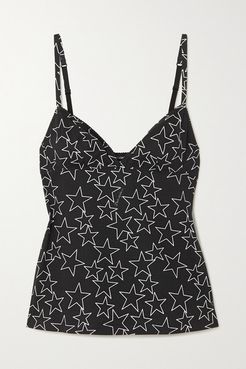 Printed Cotton-jersey Camisole - Black
