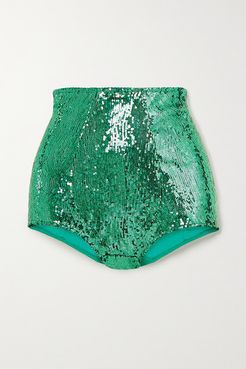 Sequined Tulle Briefs - Green