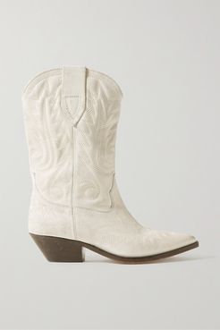 Duerto Embroidered Leather Boots - Off-white