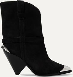 Lamsy Embellished Suede Ankle Boots - Black