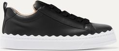 Lauren Scalloped Leather Sneakers - Black