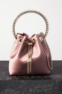 Bon Bon Crystal-embellished Satin Bucket Bag - Pink