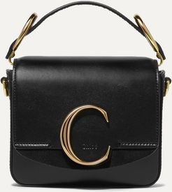 C Mini Suede-trimmed Leather Shoulder Bag - Black