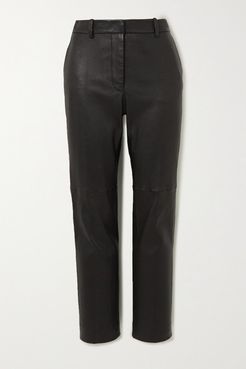 Coleman Leather Slim-fit Pants - Black