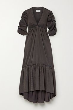 Gitane Ruched Striped Cotton-blend Dress - Midnight blue