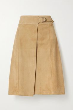 Suede Wrap Skirt - Beige