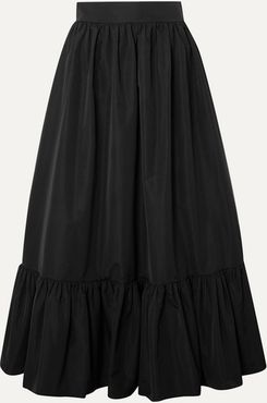 Tiered Cotton-blend Poplin Midi Skirt - Black